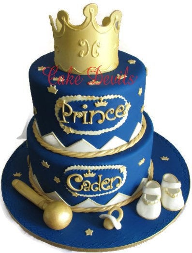 Little Prince Fondant Cake Topper, Prince Baby Shower Cake Decorations, Gold  Crowns, Fondant Plaque